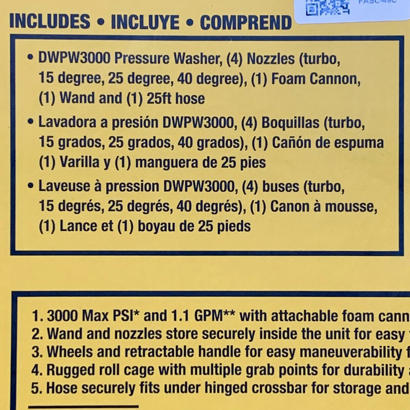 DEWALT DWPW3000 3000-MAX PSI 1.1-GPM Brushless Electric Jobsite Pressure Washer
