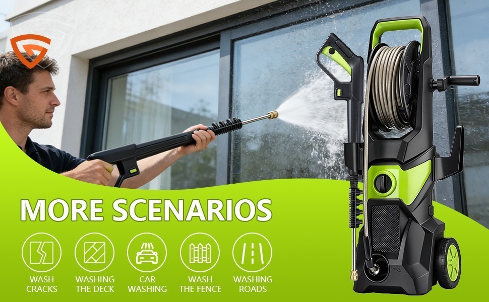 Electric High Pressure Washer 5000PSI 3.2GPM Power Washer With Hose Reel Portabl