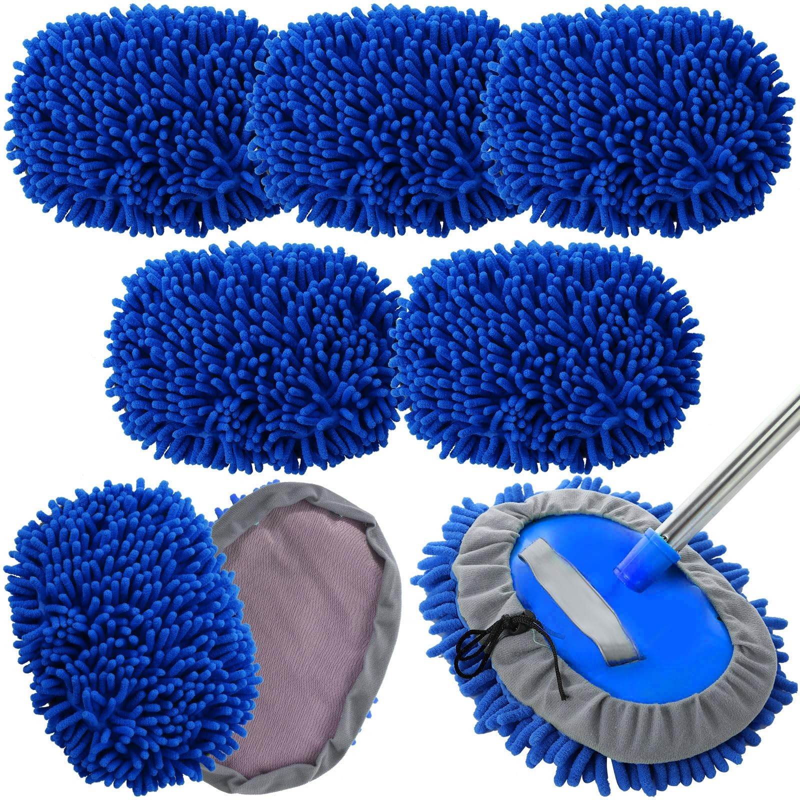 Layhit 5 Pcs Car Wash Mitt Set, Brush Not 9.84 x 6.69 inches, Royal Blue
