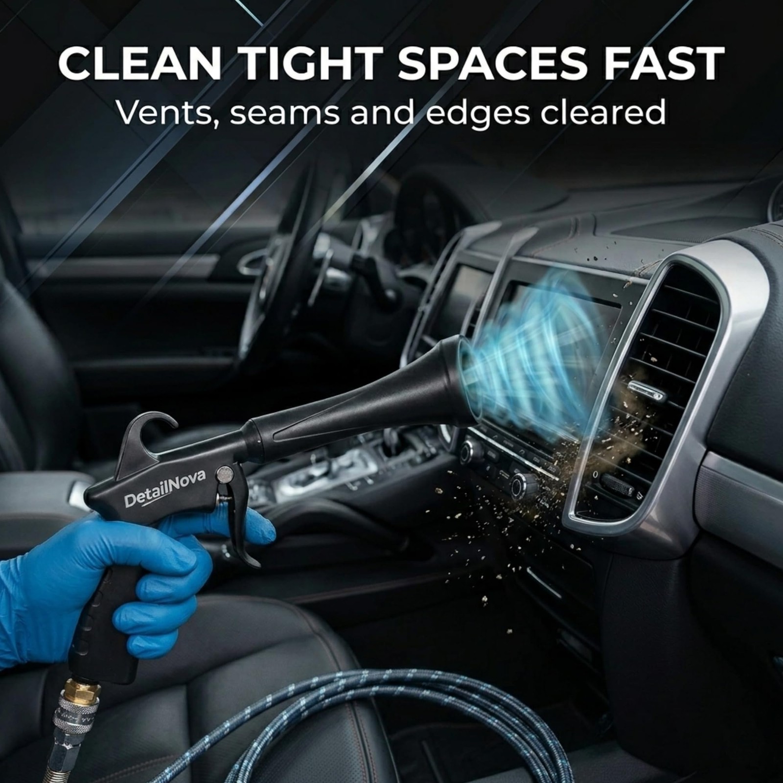 DetailNova Air Blow Gun for Car Detailing – Durable Tornado Black