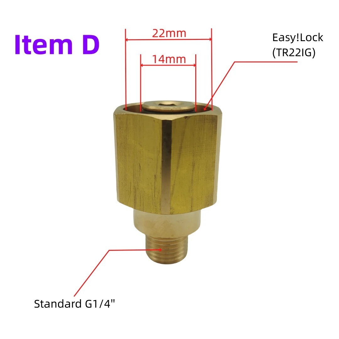TR22 Brass Adapter M22 G1/4’’G3/8’’ Thread Connector Fit for Easy Lock/Karcher