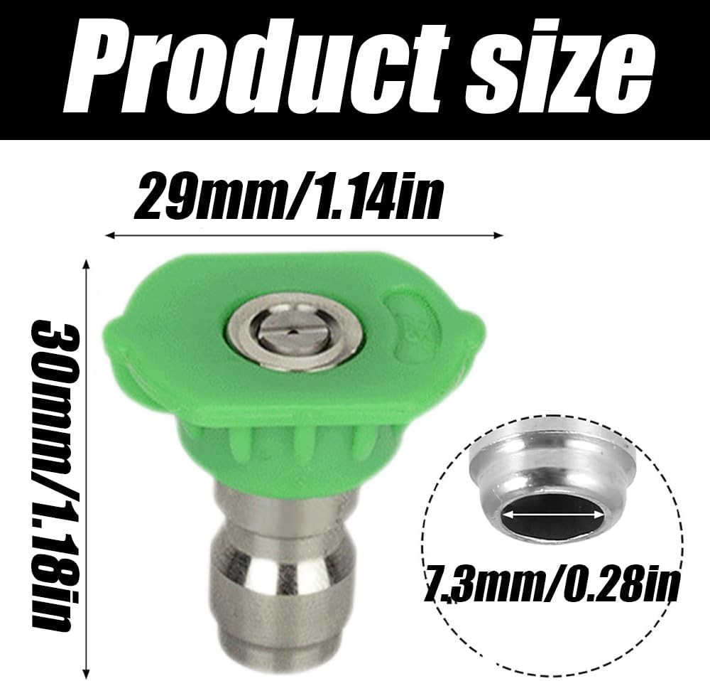 5-Pack 25-Degree Pressure Washer Spray Nozzle Tips 1/4″ Quick Connect Green