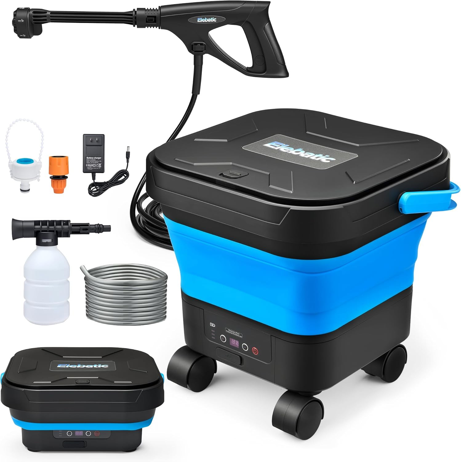Cordless Portable Pressure Washer, 1200 PSI, 6 Nozzles, 3.4 Gallon Tank