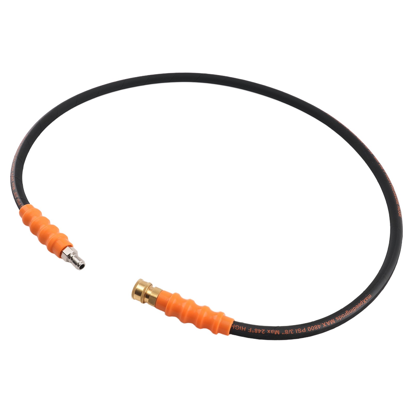 5FT 3/8″ Pressure Washer Hose 4800PSI Quick Connector Rubber Steel Black