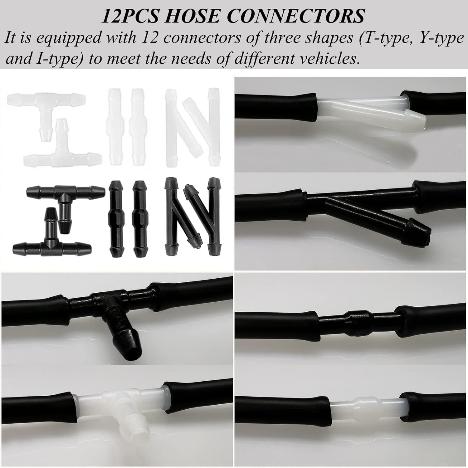 Windshield Washer Hose Repair Kit,2Pcs 4M Washer Fluid with 24Pcs Hose Connector