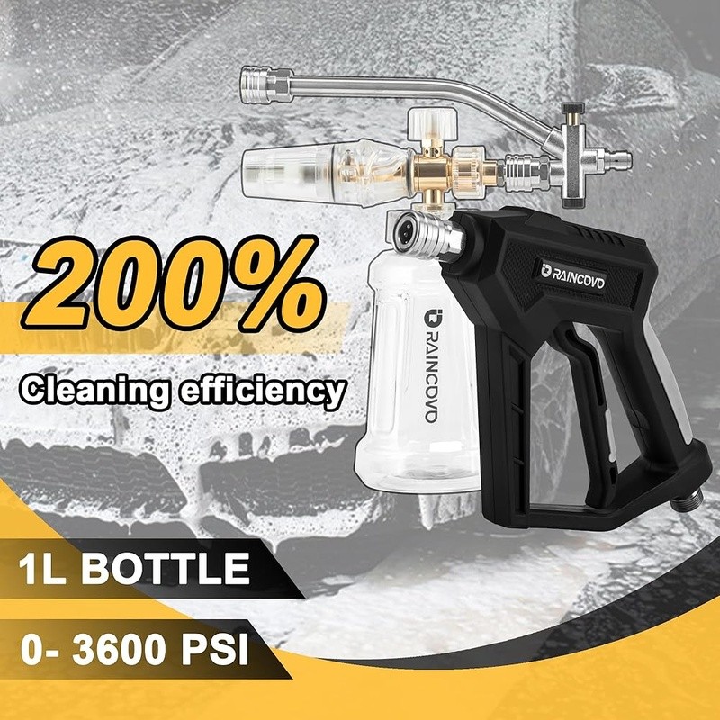 Pressure Washer Foam Cannon Dual Connector Lance Short Gun Nozzle Tips 1500 PSI