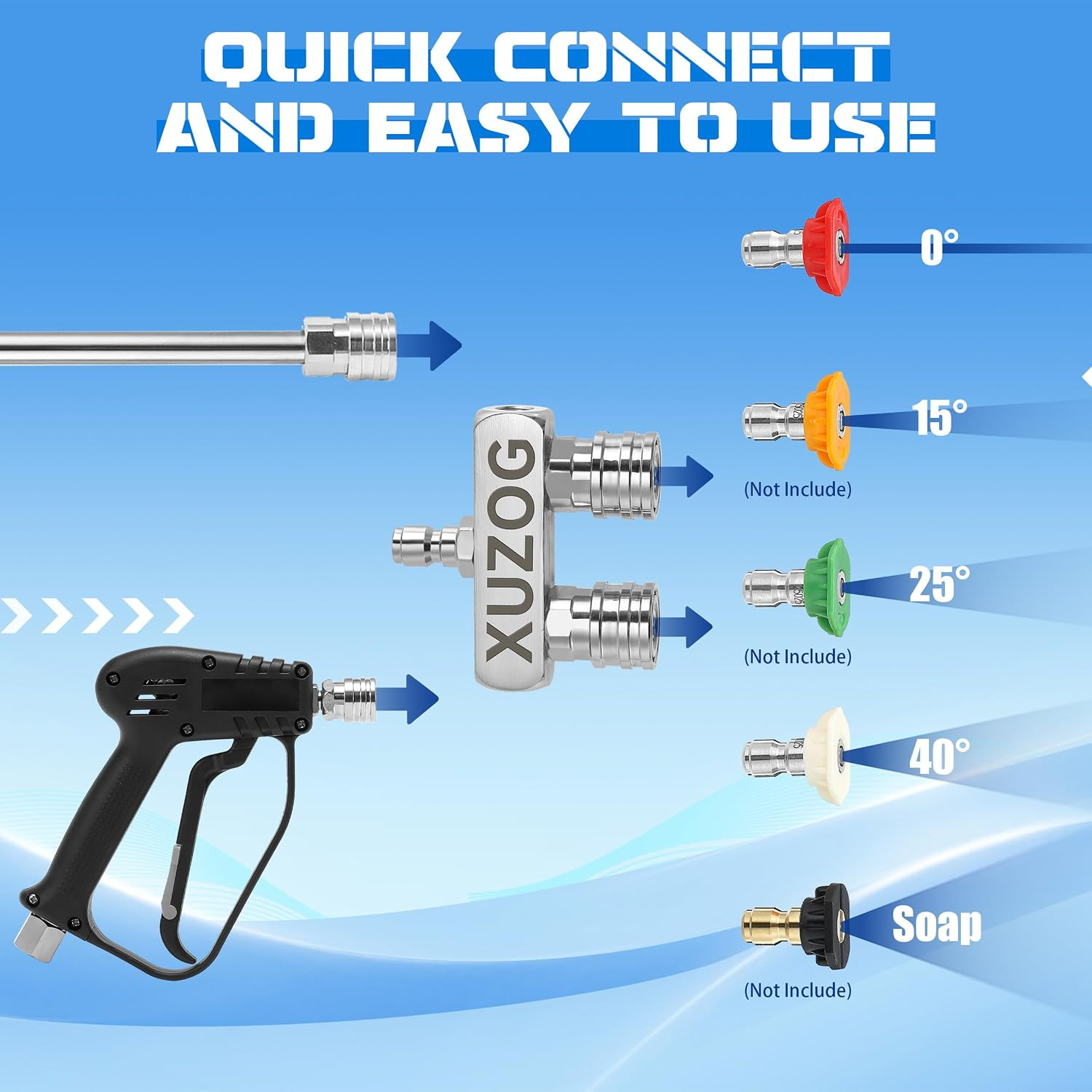 Pressure Washer Tips, 2-In-1 Pressure Washer Nozzle Tips, Dual Power Washer Nozz