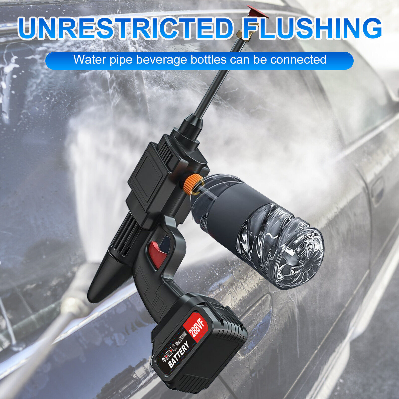 Portable Cordless Electric High Pressure Water Spray Car Gun Washer Cleaner Yard
