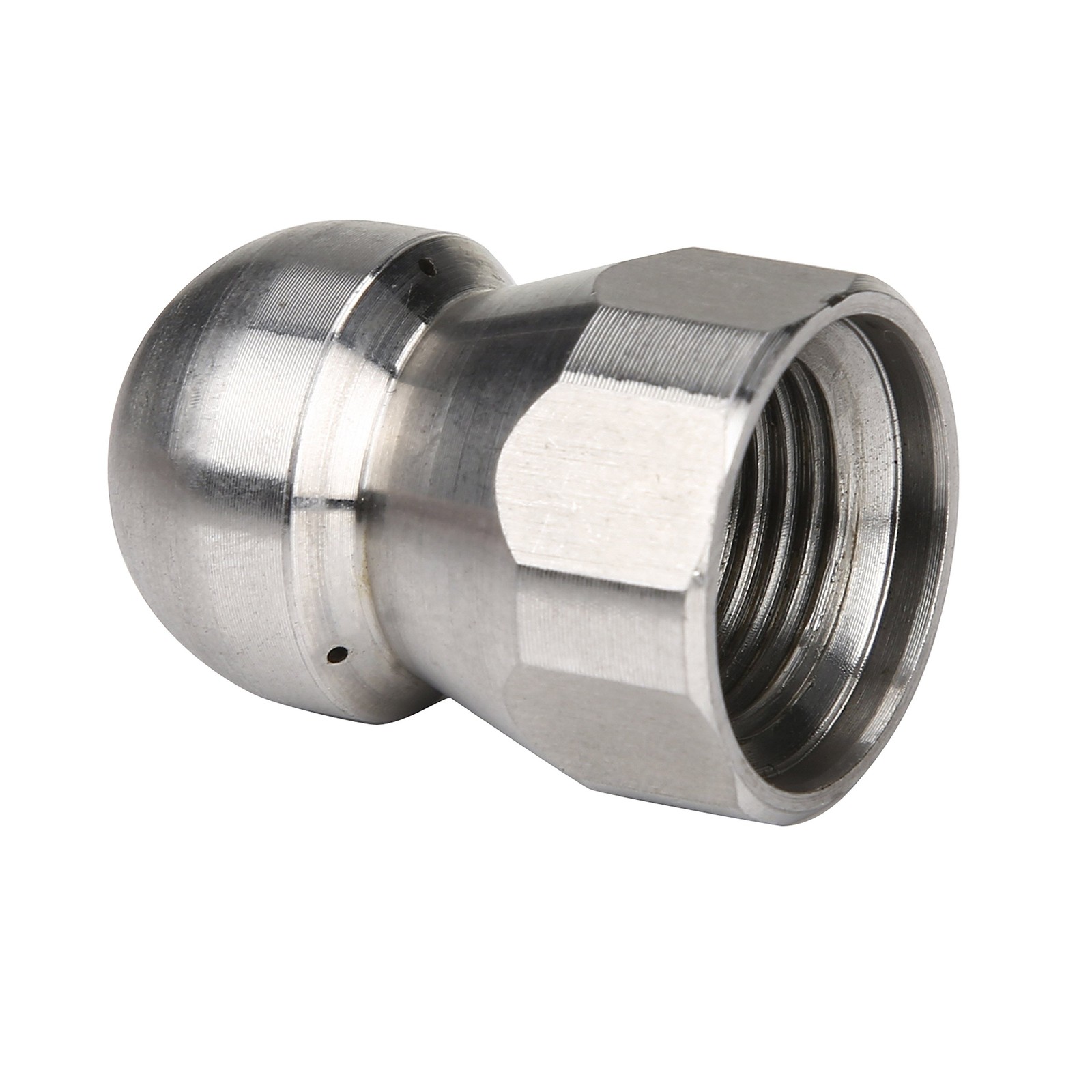 Stainless Steel Fixed Sewer Jet Nozzle, Button Nose 3/8” NPT Female 4.0 Orif…