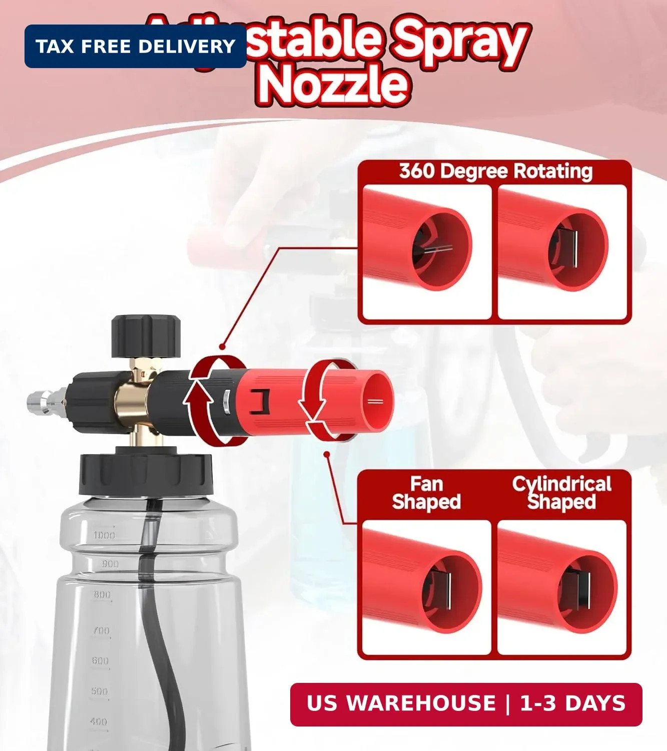Foam Cannon for Pressure Washer with 1/4″ Quick Connector, Wide Mouth Foam Canno
