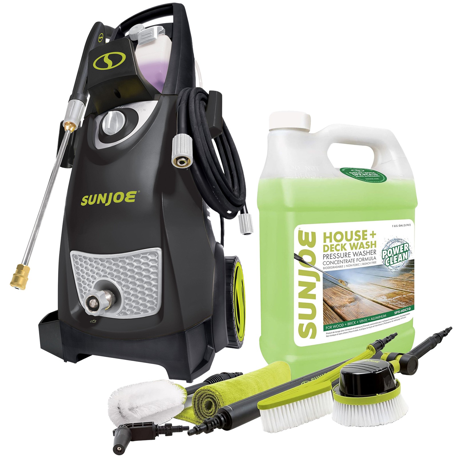 Sun Joe Electric Pressure Washer, Auto Cleaning System with House & Deck Cleaner