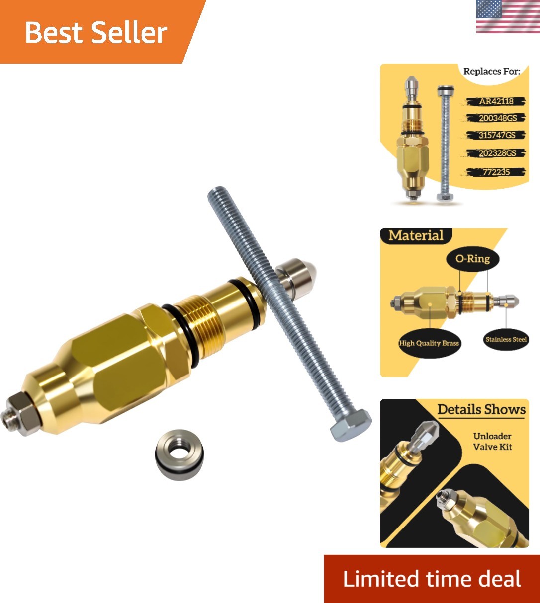 Replacement Unloader Valve Kit for RMV/RMW/SRMW Pressure Washer Pumps AR42118