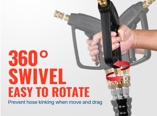 Pressure Washer Gun Wand with Swivel, 3/8″ Plug & M22 Coupler, 4000 PSI
