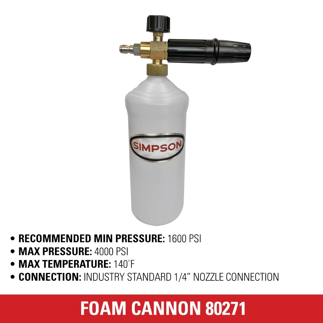 SIMPSON Foam Cannon for Pressure Washers Adjustable Spray Foam Cleaner 1 Liter
