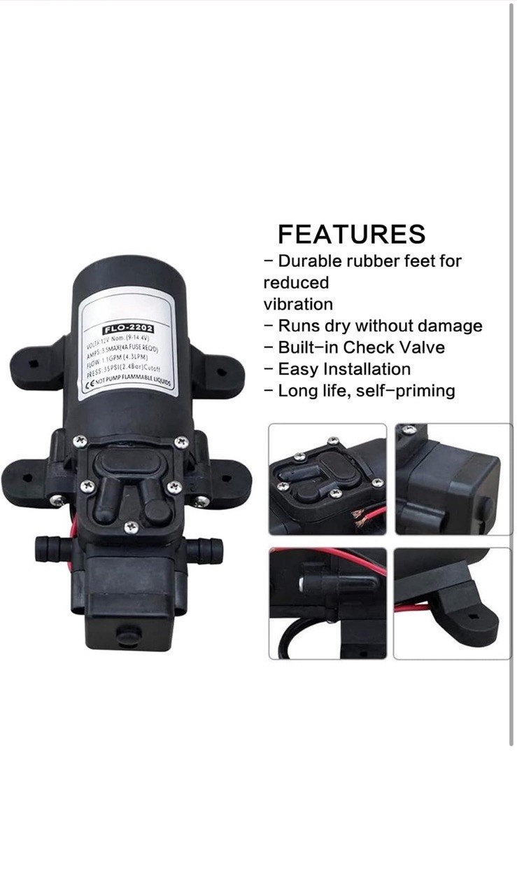 12V RV Water Pump – 35Psi, 1.0GPM with Pressure Switch & 360 Rotatable Faucet…