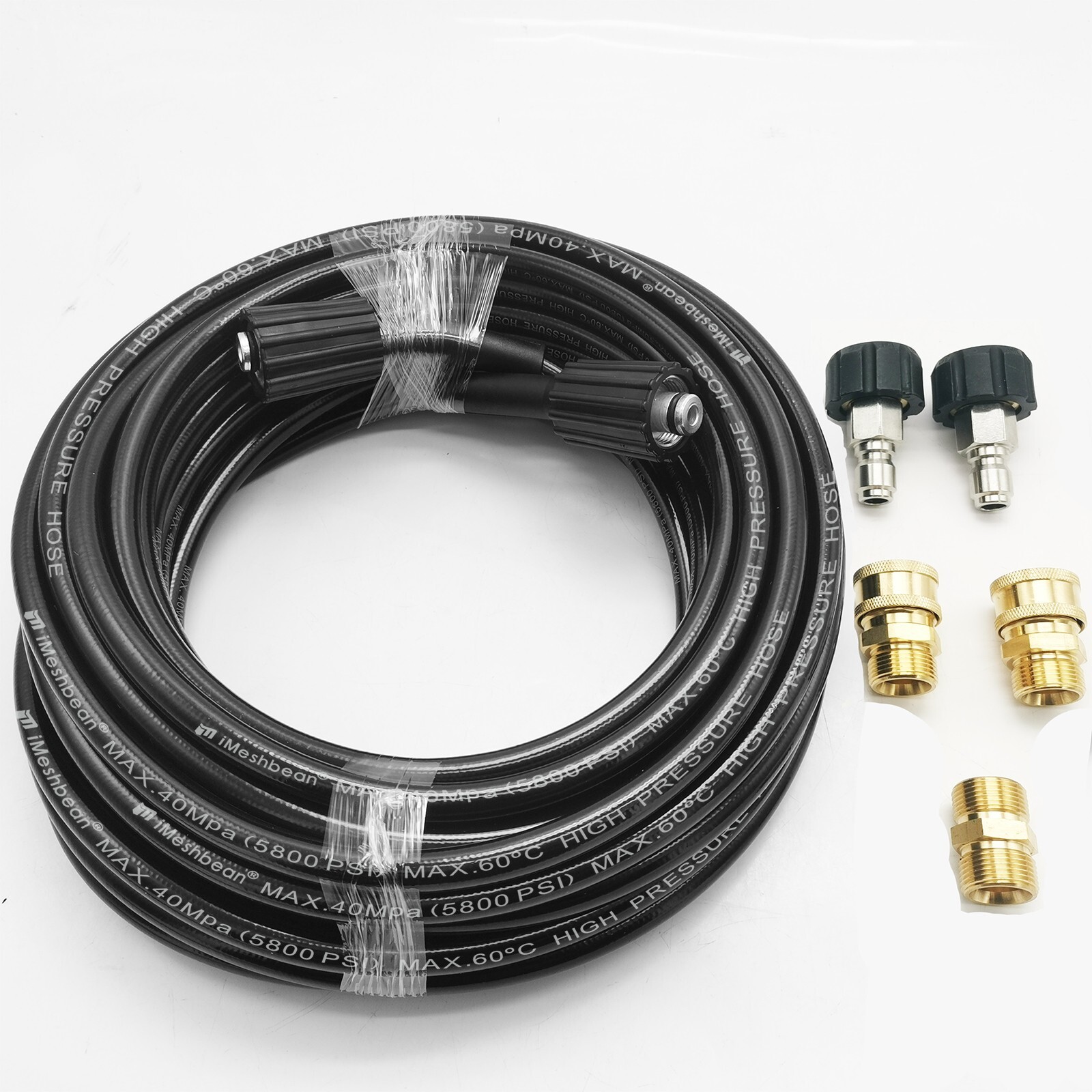 50ft Pressure Washer Hose 5800 PSI With Couplers M22-14mm to 3/8″ Quick Connects