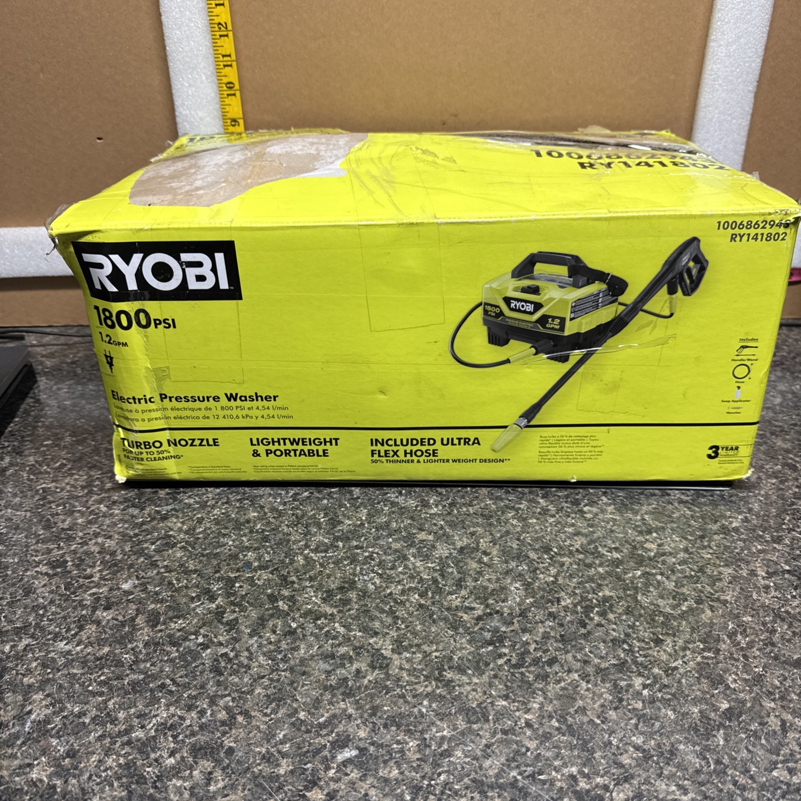 Ryobi RY141802 1800psi 1.2 GPM Electric Pressure Washer See Description