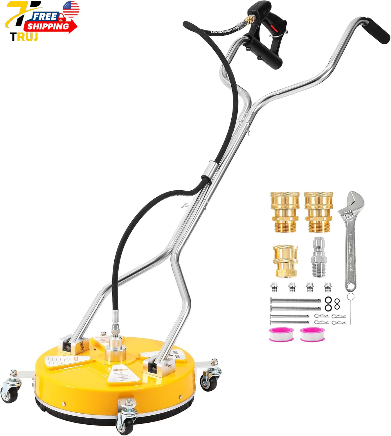 16.5” Pressure Washer Surface Cleaner with 4 Wheels for Easy Outdoor Cleaning