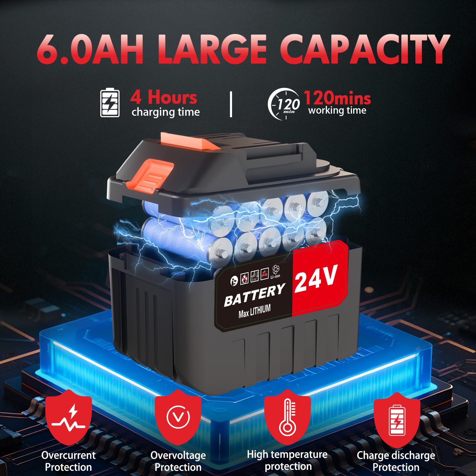 Cordless Pressure Washer 800W Portable Power Washer 6in1 Adjustable Nozzle 6.0Ah