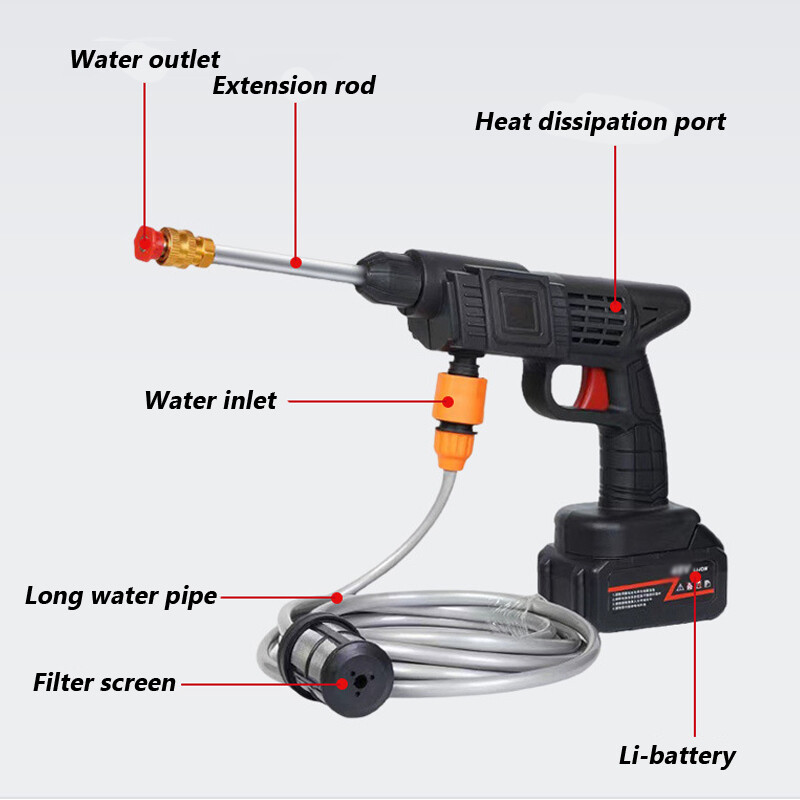 300W High Pressure Water Spray Gun Car Washer Wireless Cleaner Wash Machine Tool