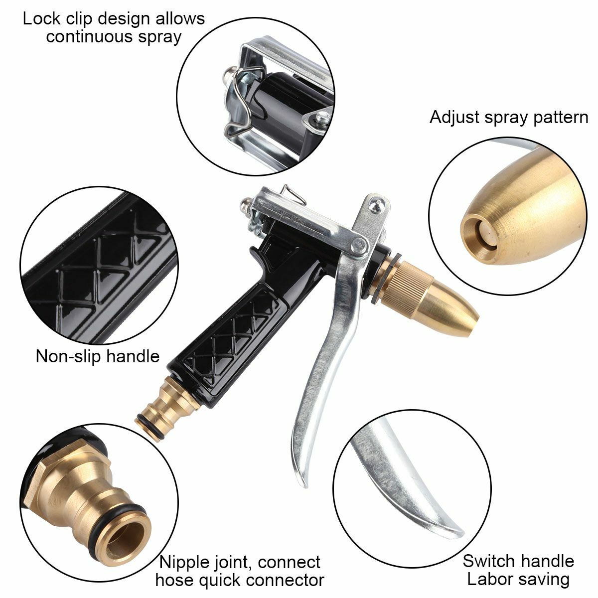 High Pressure Power Gun Water Spray Garden Hose Nozzle Car Clean Washer Tool US