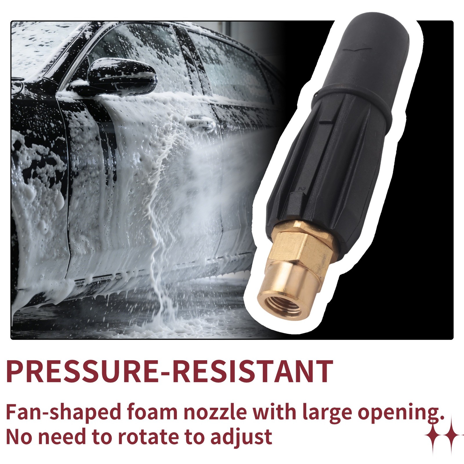 Brass Fan-Shaped Snow Foam Nozzle Self-Priming Nozzle for High Pressure8196
