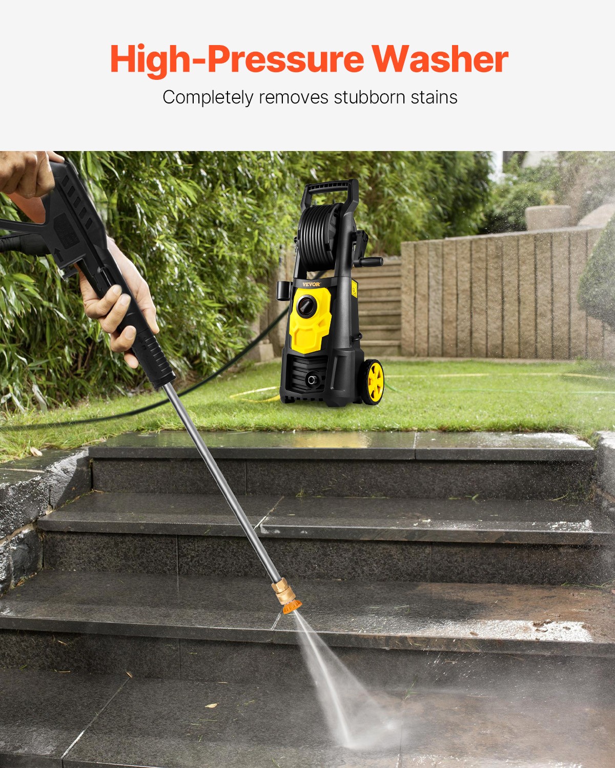 VEVOR Electric Pressure Washer High Pressure Washer 2000PSI 1.76GPM w/ Hose Reel