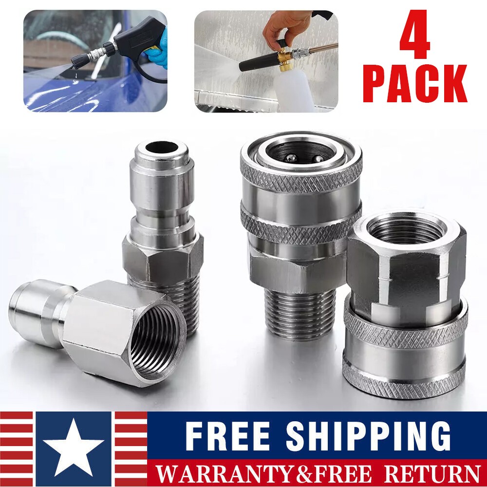 4Pcs NPT 3/8 Inch Pressure Washer Adapter Stainless Steel Quick Connect Fitting