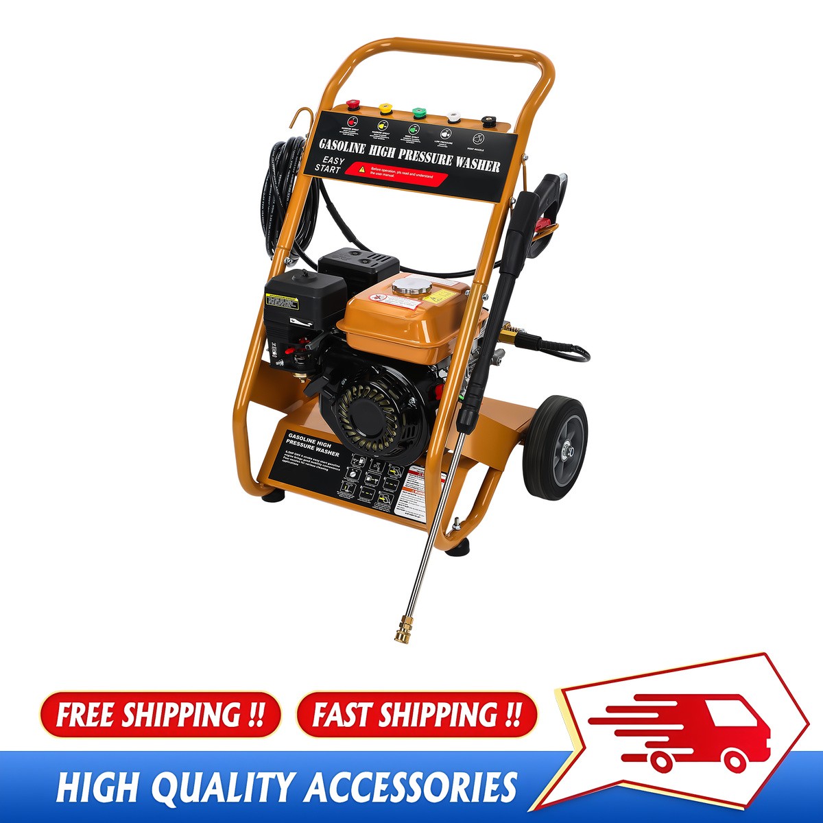 Orange Gas Pressure Washer 3950 PSI 212cc 2.6 GPM 4-Stroke Quick Connect Hose