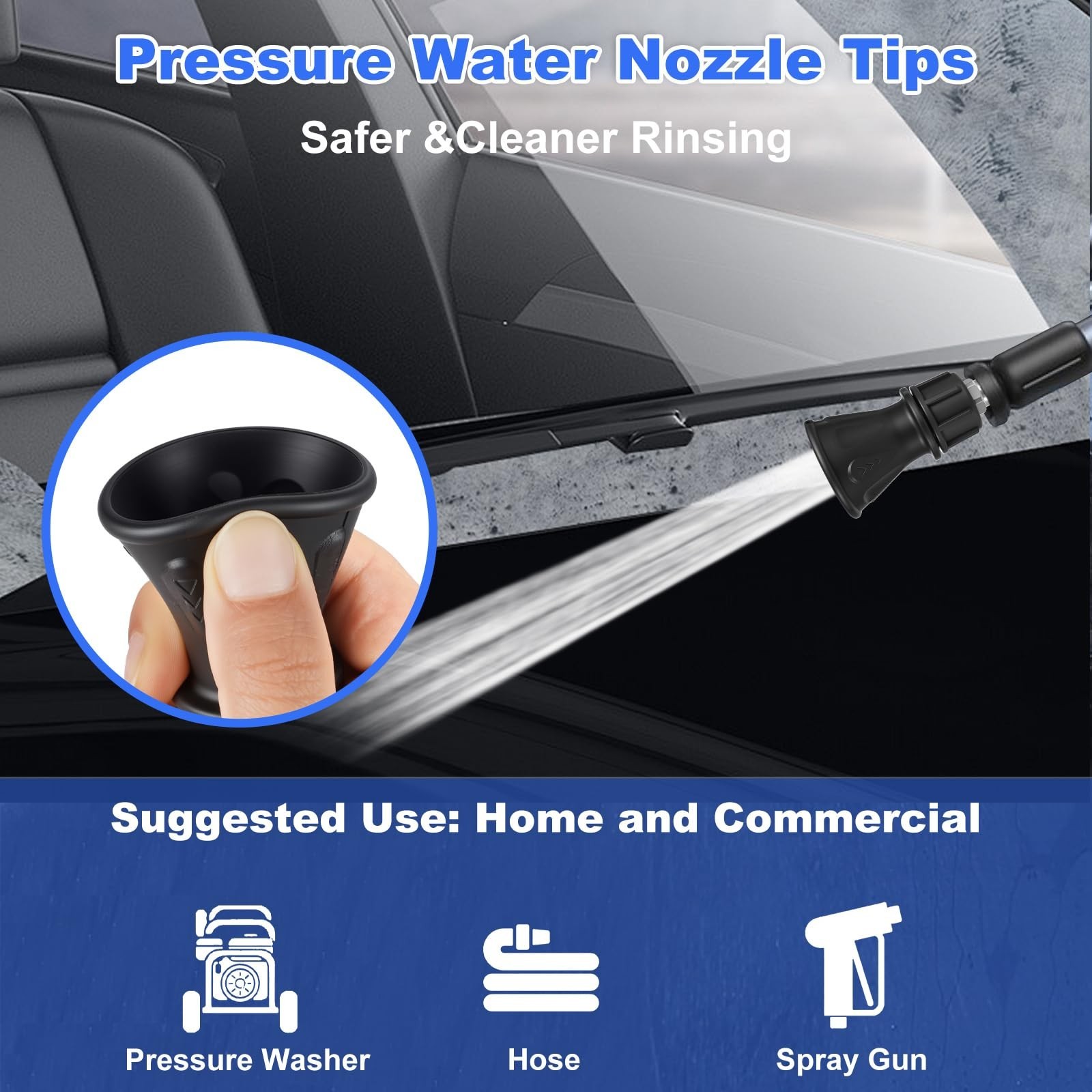 2 Pack Pressure Washer Nozzle Tips 25°/40° with Protector Holder, Quick Connect,