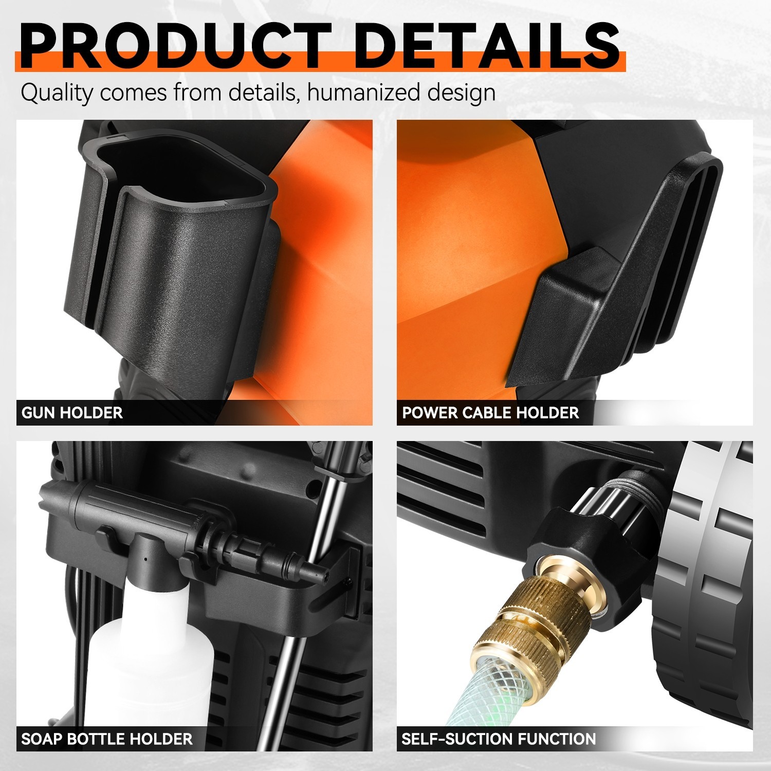 1800W Electric Pressure Washer 2176 PSI 2.4 GPM Car Patio Deck Cleaner