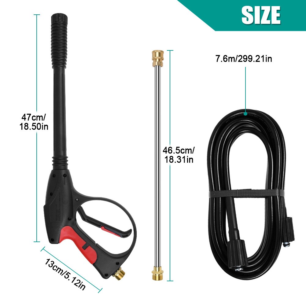 4000PSI High Pressure Power Washer Spray Gun Wand Lance Nozzle Tips Hose Set M22