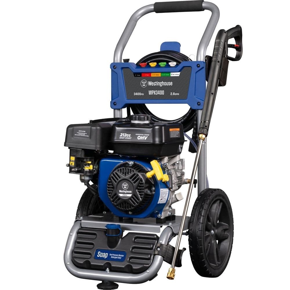 3400 PSI 2.6 GPM Gas Powered Axial Cam Pump Cold Water Pressure Washer with Soap