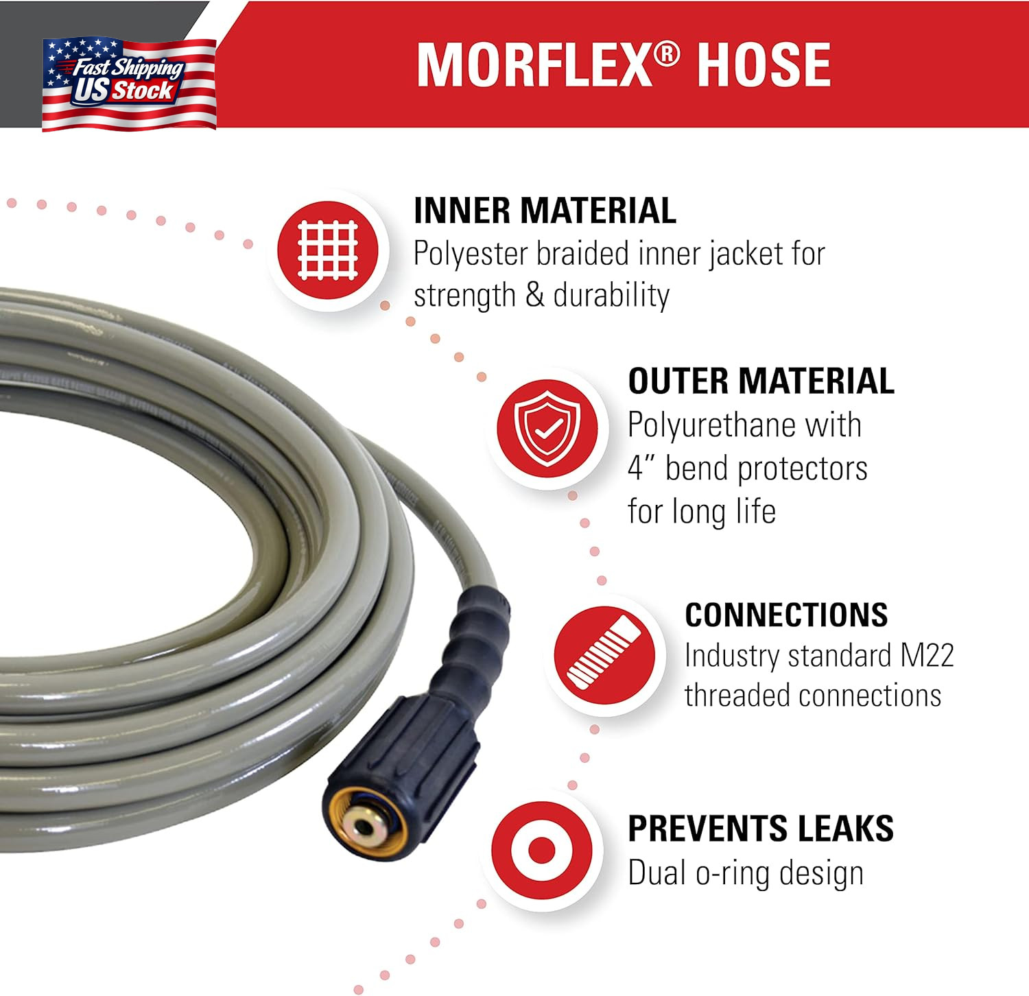 Simpson Cleaning 40224 Morflex Series 3300 PSI 25-Foot Pressure Washer Hose and