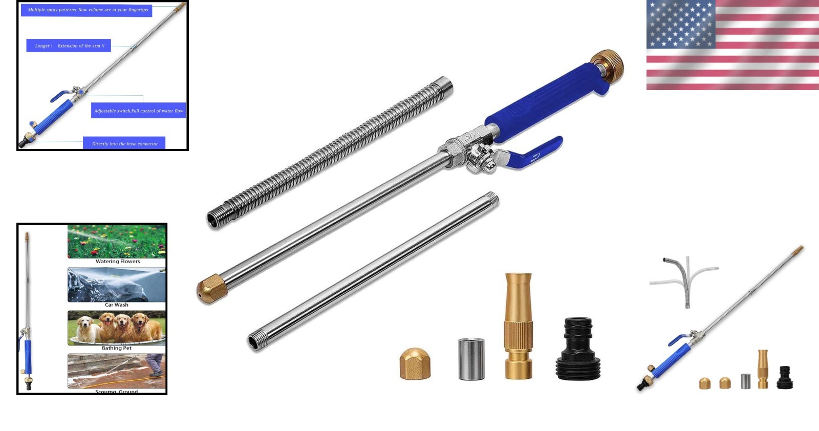 Professional Quality High Pressure Washer Wand with 3 Interchangeable Nozzles
