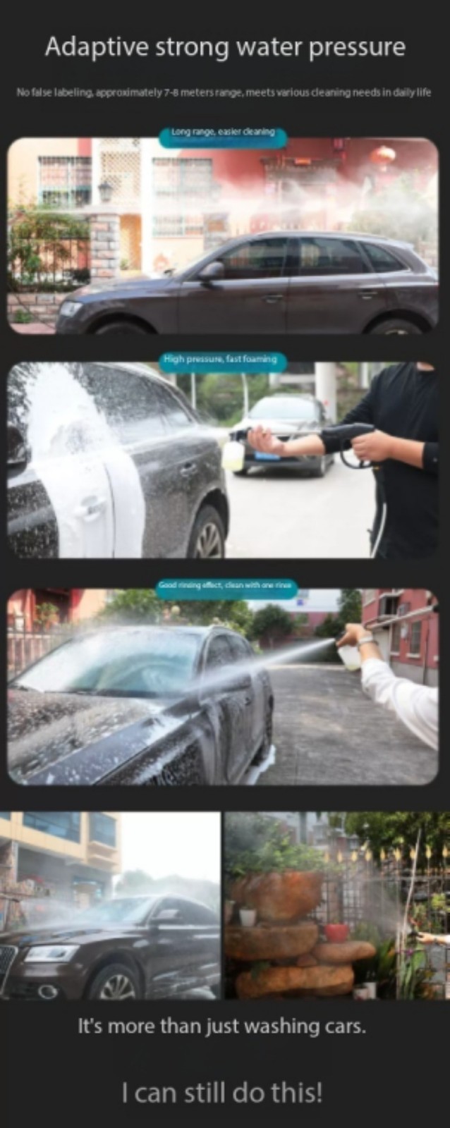 High-Powered Compact Commercial Portable Car Wash Gun and Brush