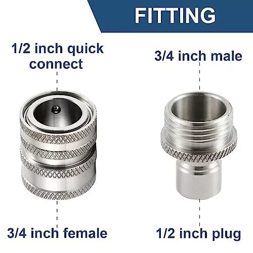 Pressure Washer Quick Connect Kit Stainless Steel M22 14mm To 3/8 Inch Quick Con