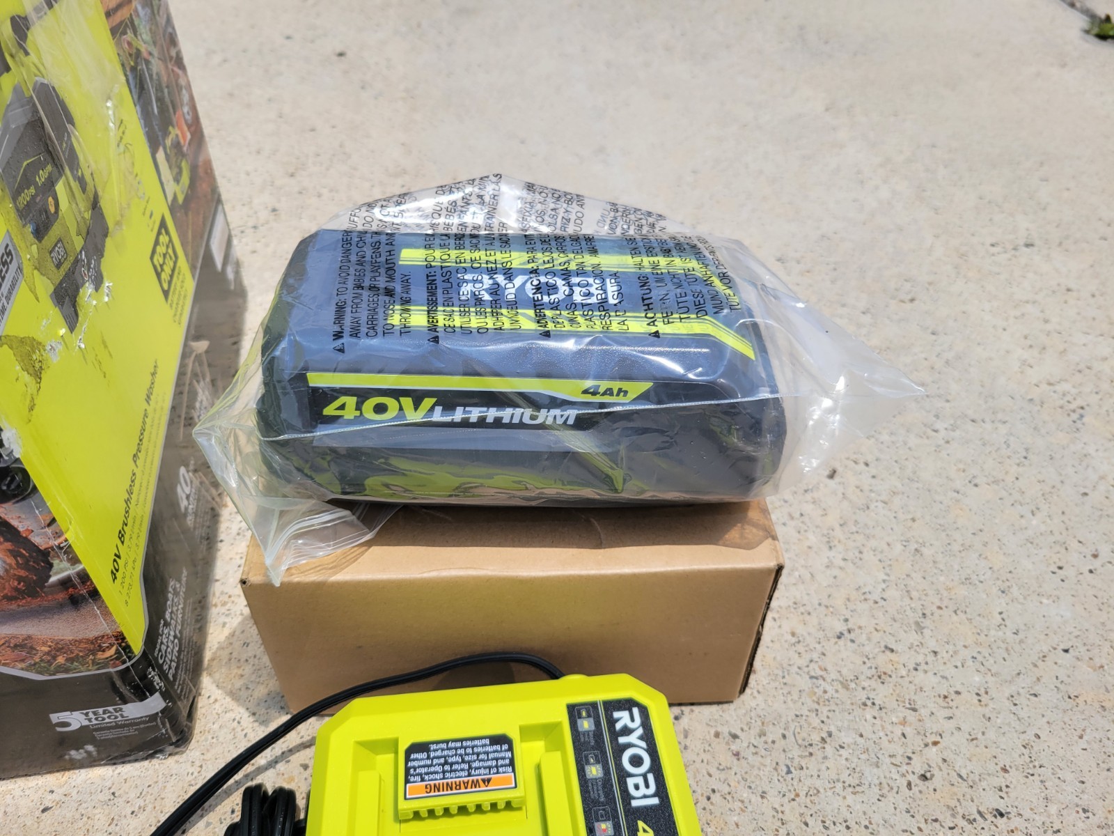 RYOBI 40V 1200 PSI 1.0 GPM Cordless Electric Water Pressure Washer 4ah B & F Ch