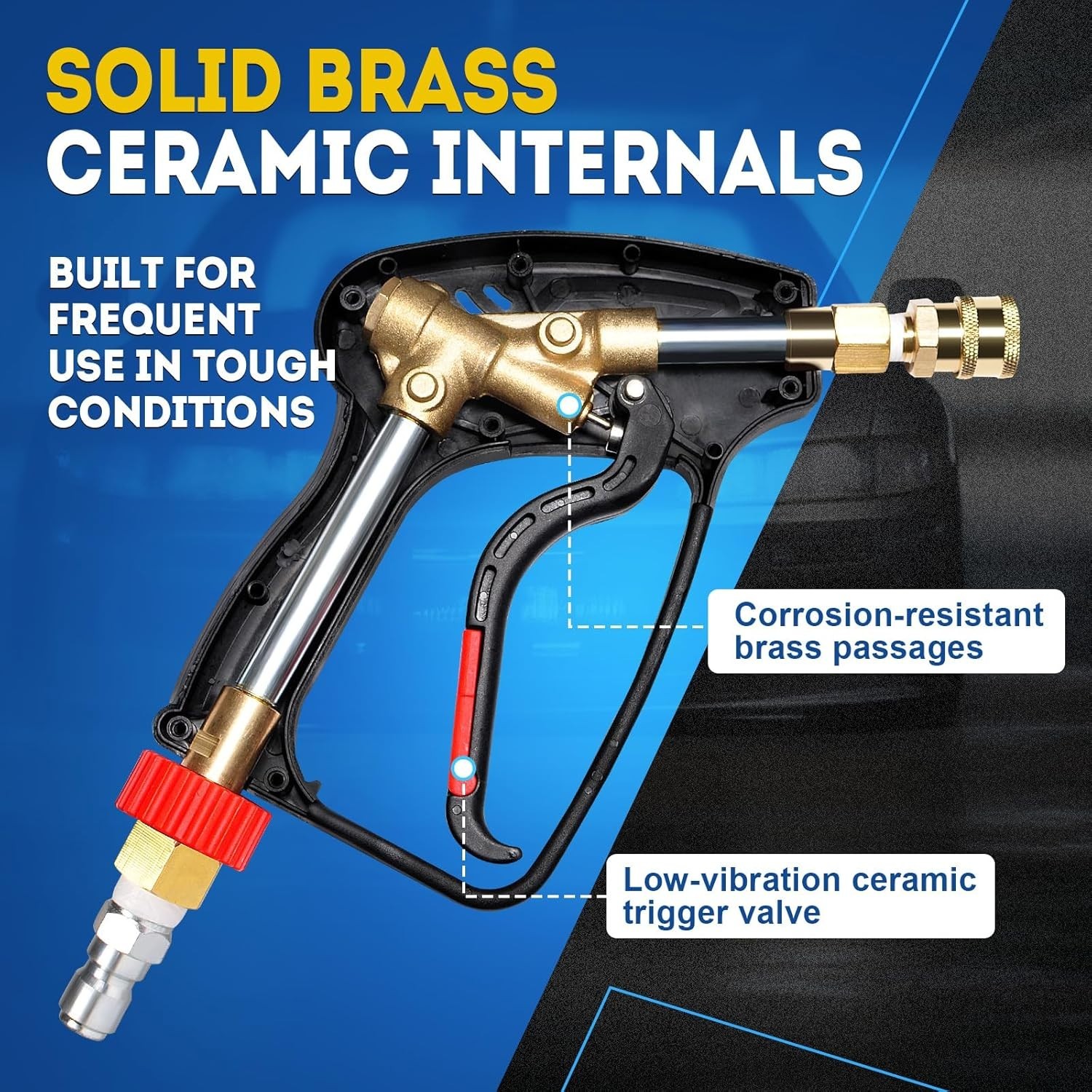 5000 PSI Pressure Washer Gun with Swivel Inlet, Short Power Washer Gun with N…