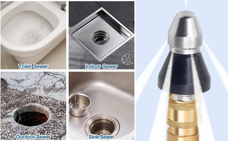 High-Pressure 3/8” Sewer Jet Nozzle Set – Sturdy 2-Piece Cleaning Solution