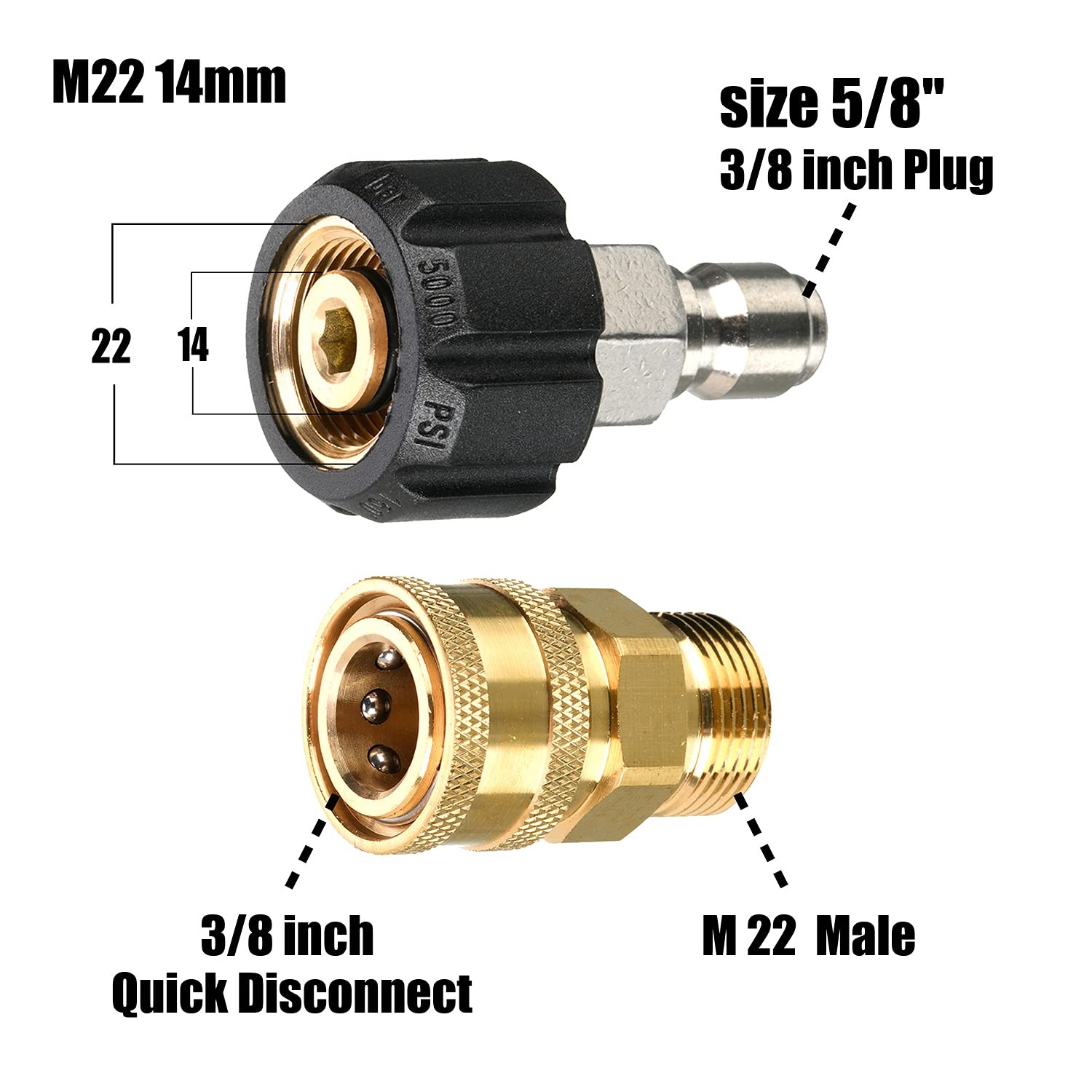 Pressure Washer Adapter Set, Quick Connect Kit, 9 Pack
