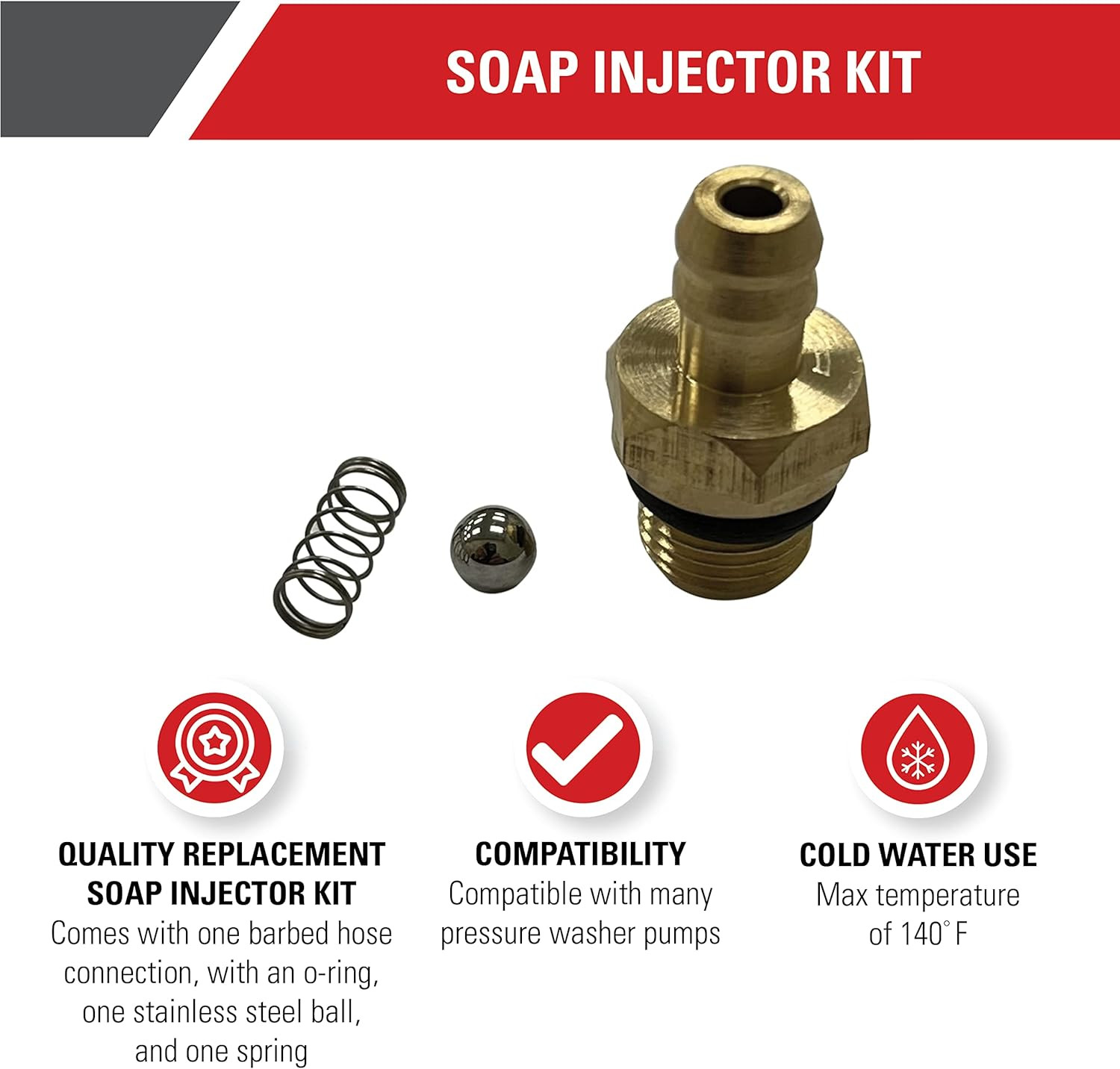 Simpson Cleaning Replacement Soap Injector Kit for Pressure Washer Pumps, Gold