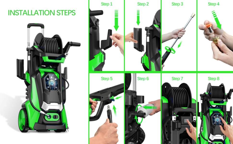 3800 PSI 2.8GPM Electric High Pressure Washer with Telescopic Handle Portable