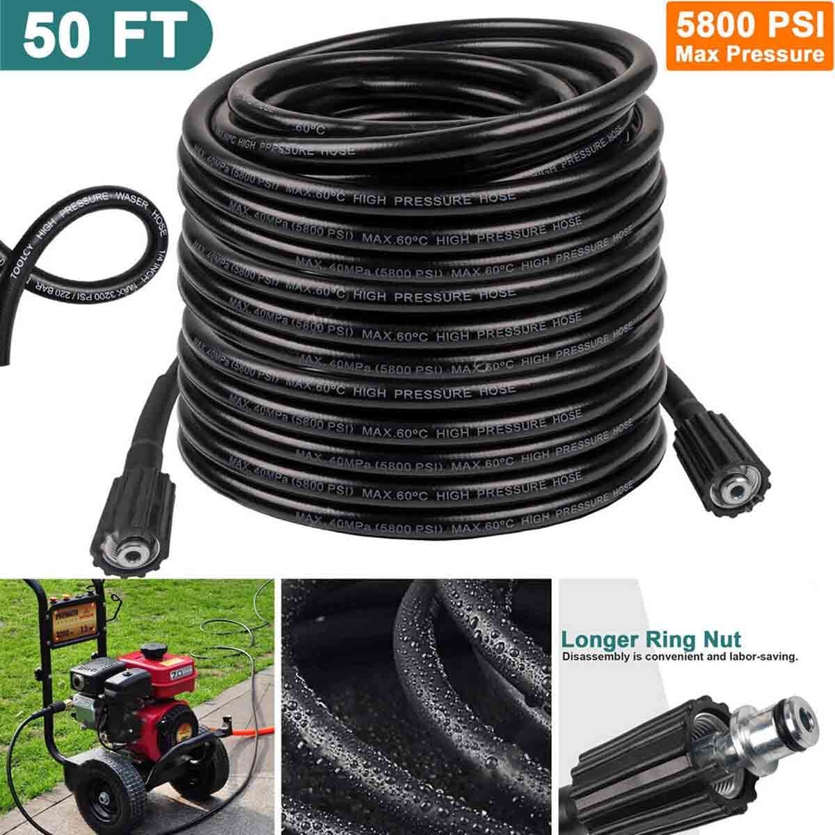 26-50FT High Pressure Washer Hose+turbine nozzle+High pressure water gun