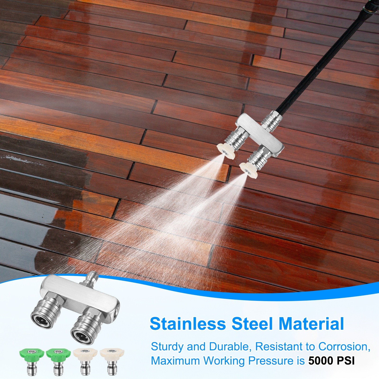 Set of 5 Pressure Washer Nozzles, Double Pressure 25/40° [Silver]