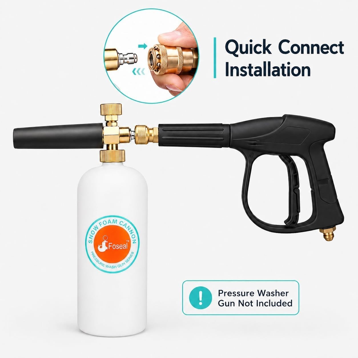 Adjustable Snow Foam Cannon with Brass Nozzle – 1L Power Cleaning Solution