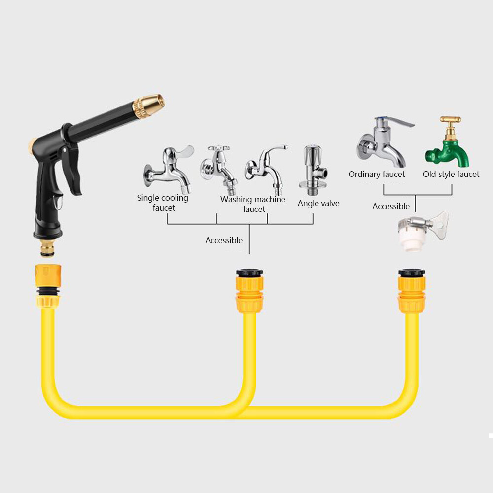 High Pressure Water Spray Gun Car Wash Metal Brass Nozzle Garden Pipe Hose Lawn