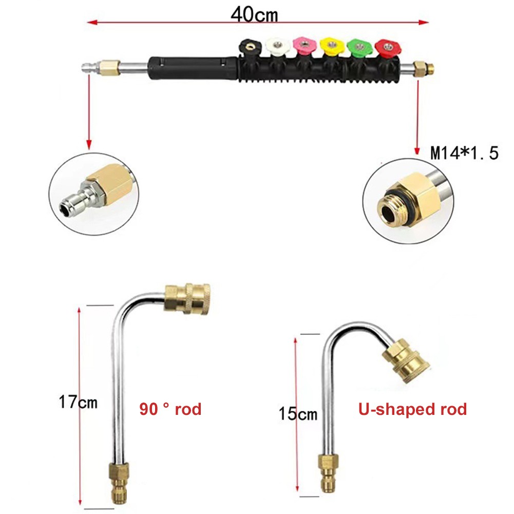 10Pcs High Pressure Washer Wand Set Water Gun Nozzle Extension Rods Set 4000PSI
