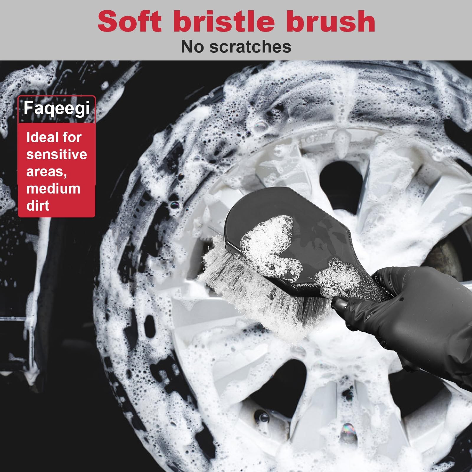 Faqeegi 9PCS Professional Wheel Detailing Kit – Microfiber Flat Rim Brush 9