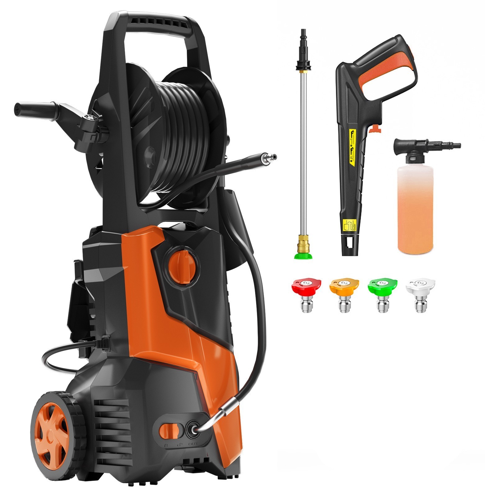 Pressure Washer 4200PSI 2.5GPM, Retractable Hose Reel, 4 Nozzle Tips, for Yard